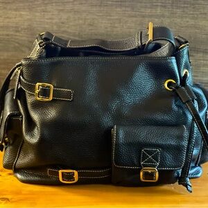 Maxx New York Black Pebble Leather Satchel